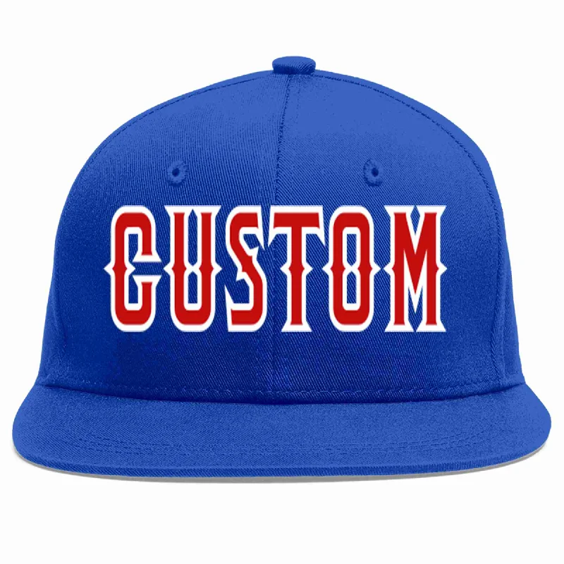 Structured Baseball Cap-Custom Royal Red-White Casual Sport Baseball Cap