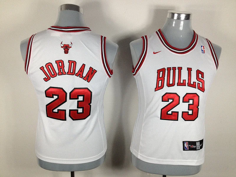 Streetball Basketball Jersey-Bulls 23 JORDAN White New Fabric Women Basketball Jersey