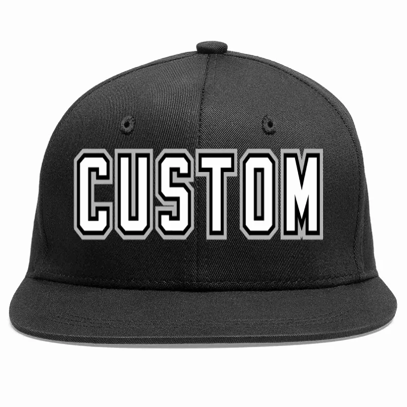 Sporty Baseball Cap-Custom Black White-Black Casual Sport Baseball Cap