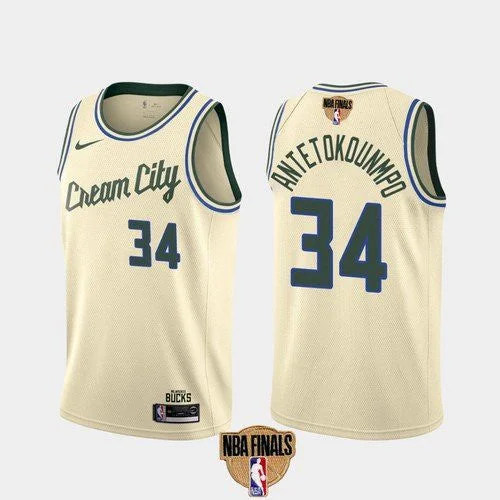 Collared Basketball Jersey-Men's Milwaukee Bucks #34 Giannis Antetokounmpo City Edition Finals Stitched Basketball Jersey (Check description if you want Women or Youth size)