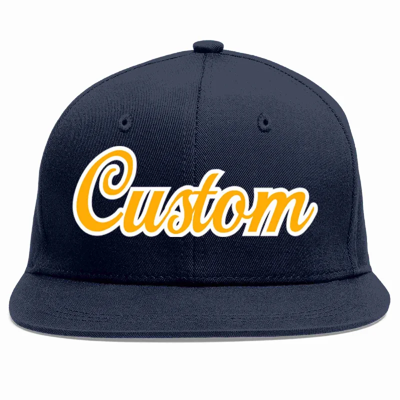 Hiking Baseball Cap-Custom Navy Yellow-White Casual Sport Baseball Cap