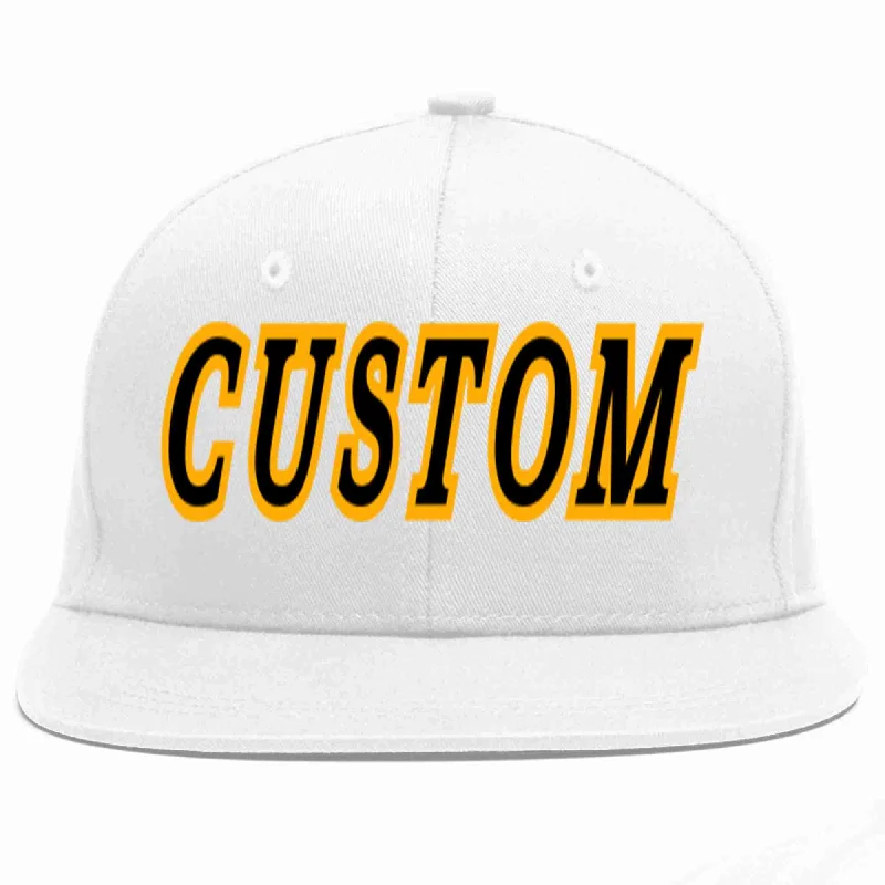 Patchwork Baseball Cap-Custom White Black-Yellow Casual Sport Baseball Cap