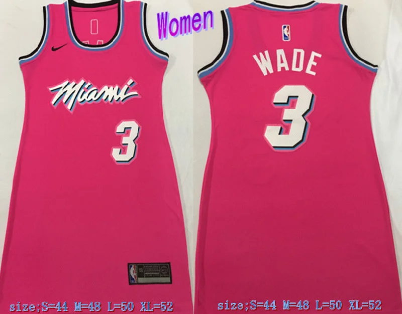 League Basketball Jersey-Heat 3 Dwyane Wade Pink Women Swingman Basketball Jersey