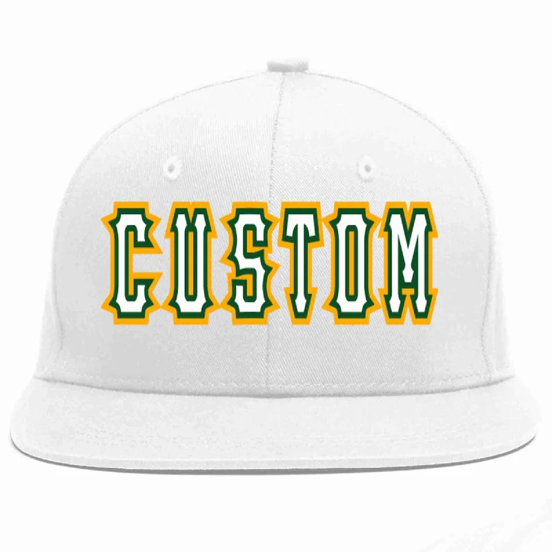 Music Band Baseball Cap-Custom White White-Kelly Green Casual Sport Baseball Cap