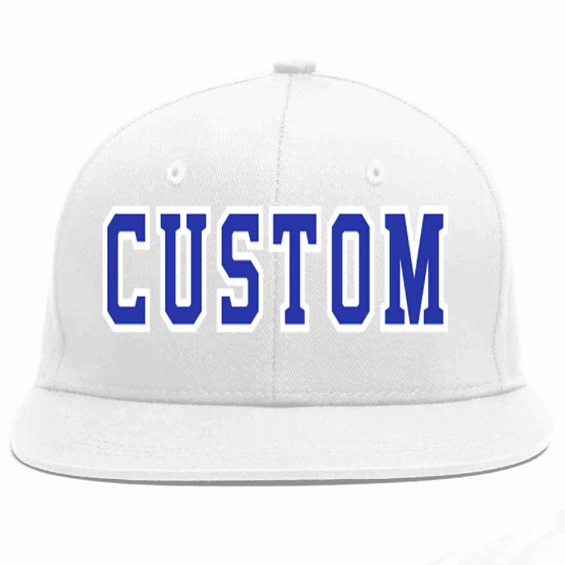 Baseball Team Cap-Custom White Royal-White Casual Sport Baseball Cap