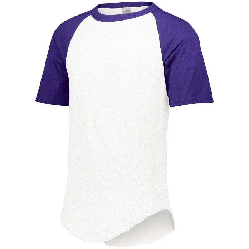 Pink Baseball Jersey-Short Sleeve Retro Baseball Jersey White-Purple