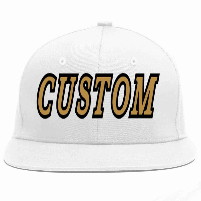 Corduroy Baseball Cap-Custom White Old Gold-Black Casual Sport Baseball Cap