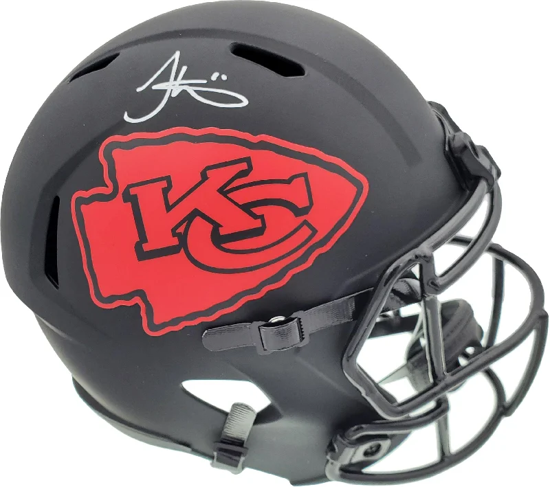 Heavy-Duty Football Helmet-Tyreek Hill Autographed Kansas City Chiefs Eclipse Black Full Size Speed Replica Helmet Beckett BAS Stock #185952