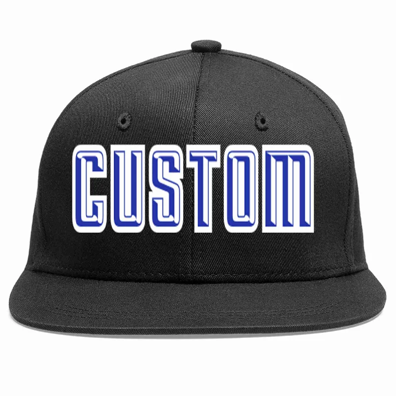 Quick Dry Baseball Cap-Custom Black Royal-White Casual Sport Baseball Cap