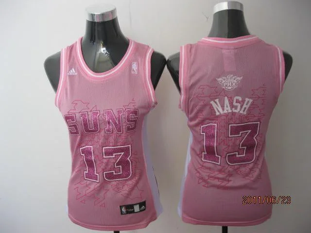 Sleeveless Basketball Jersey-Suns 13 Nash Pink Women Basketball Jersey