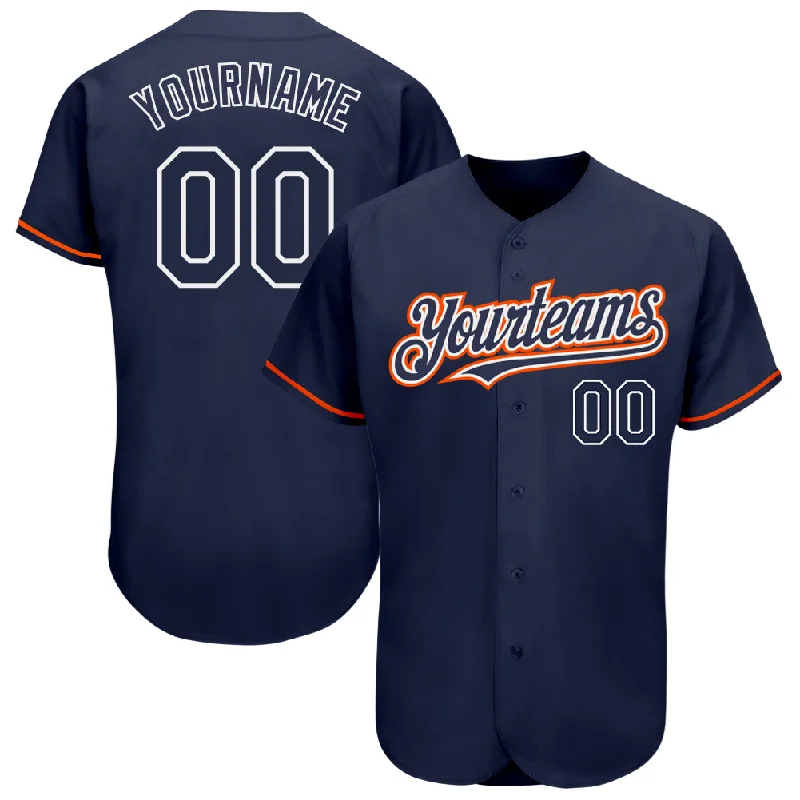 Memorial Baseball Jersey-Custom Navy Orange-White Authentic Baseball Jersey