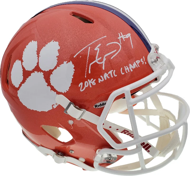 Official Football Helmet-Travis Etienne Autographed Clemson Tigers Orange Full Size Authentic Speed Helmet "2018 Natl Champs!" Beckett BAS Stock #193991