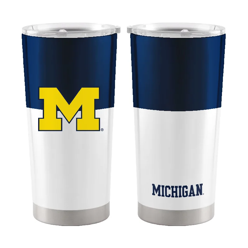 Spill-Proof Team Mug-Michigan Colorblock 20oz Stainless Tumbler