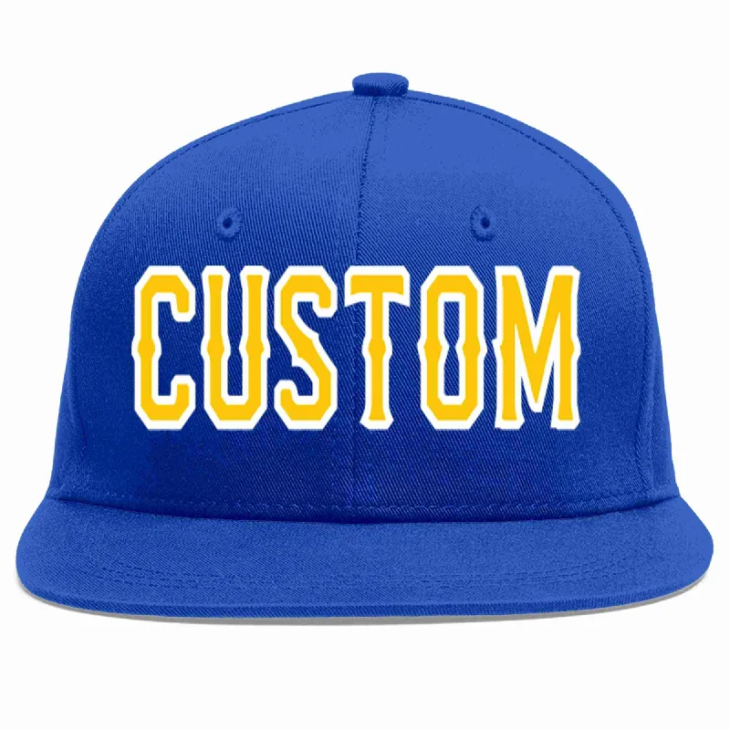 Embroidered Baseball Cap-Custom Royal Gold-White Casual Sport Baseball Cap