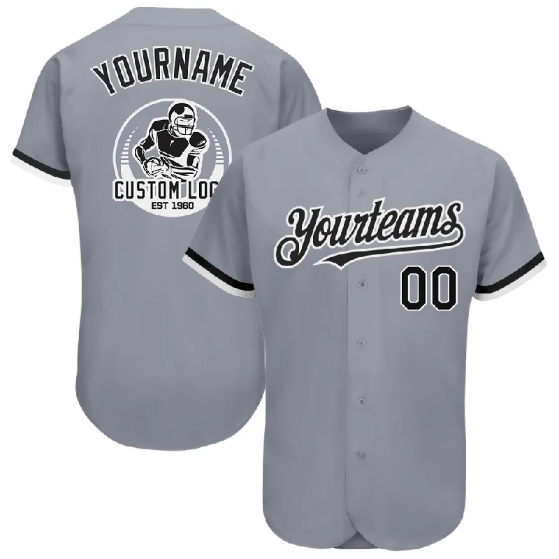 World Series Baseball Jersey-Custom Gray Black-White Authentic Baseball Jersey