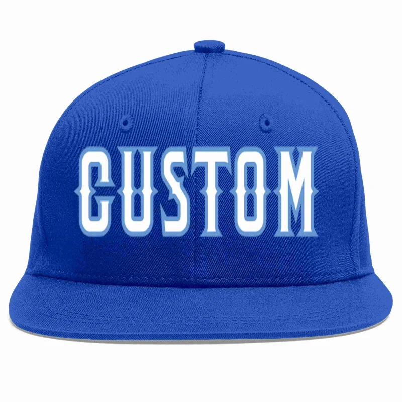 Faux Leather Baseball Cap-Custom Royal White-Light Blue Casual Sport Baseball Cap