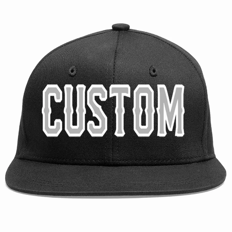 Distressed Baseball Cap-Custom Black Gray-White Casual Sport Baseball Cap