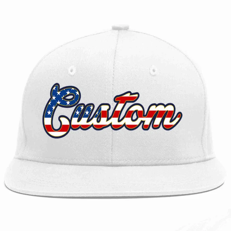 Fishing Baseball Cap-Custom White Vintage USA Flag-Gold Casual Sport Baseball Cap