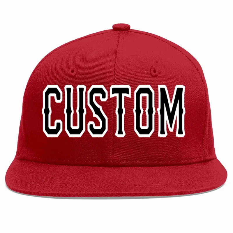 Washed Baseball Cap-Custom Red Black-White Casual Sport Baseball Cap