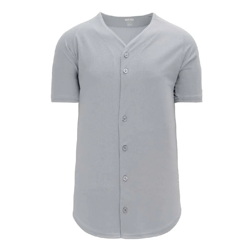 Throwback Baseball Jersey-ProFlex Full Button Down Grey Jersey