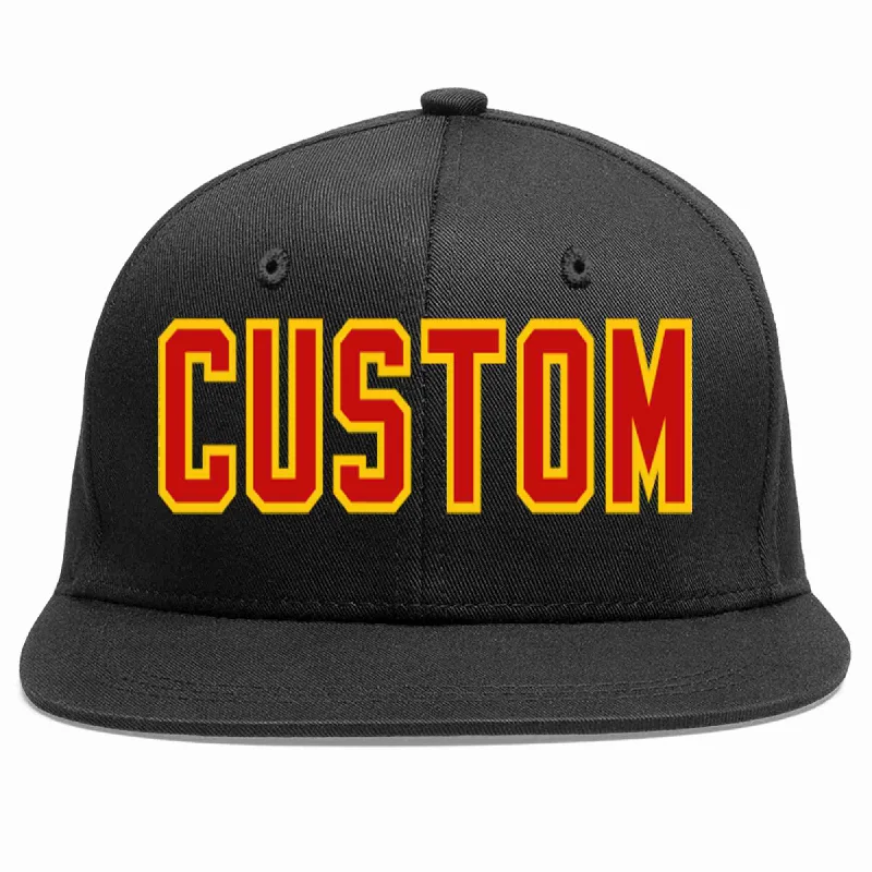 Two Tone Baseball Cap-Custom Black Red-Yellow Casual Sport Baseball Cap