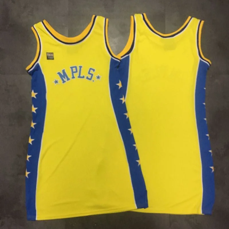 Streetwear Basketball Jersey-Lakers Blank Yellow Women MPLS Hardwood Classics Dress Basketball Jersey