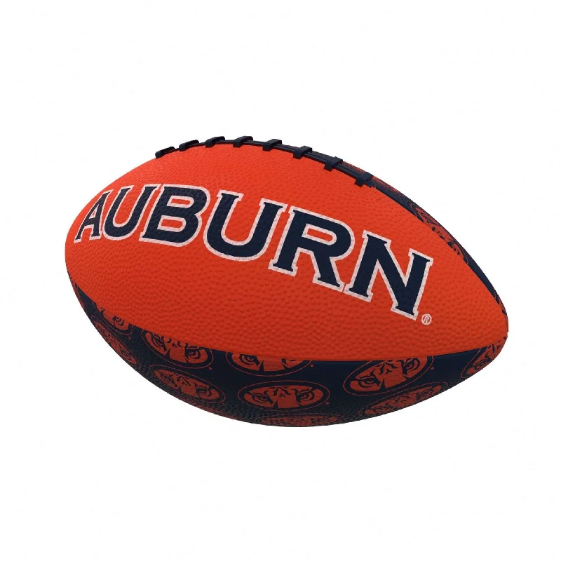 Yellow Rugby Ball-Auburn Repeating Mini-Size Rubber Football