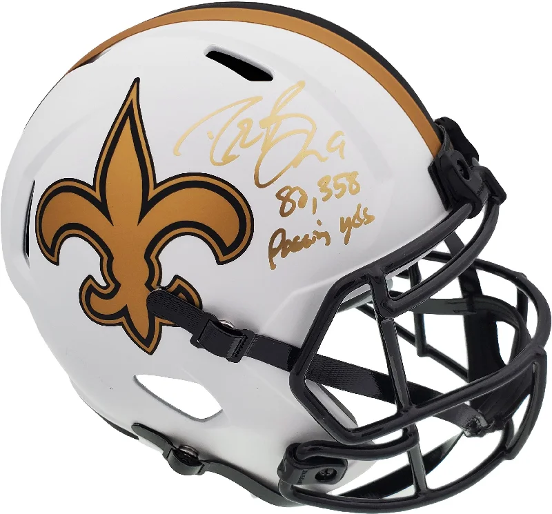 Club Football Helmet-Drew Brees Autographed New Orleans Saints Lunar Eclipse White Full Size Replica Speed Helmet "80,358 Passing Yds" Beckett BAS Stock #193499