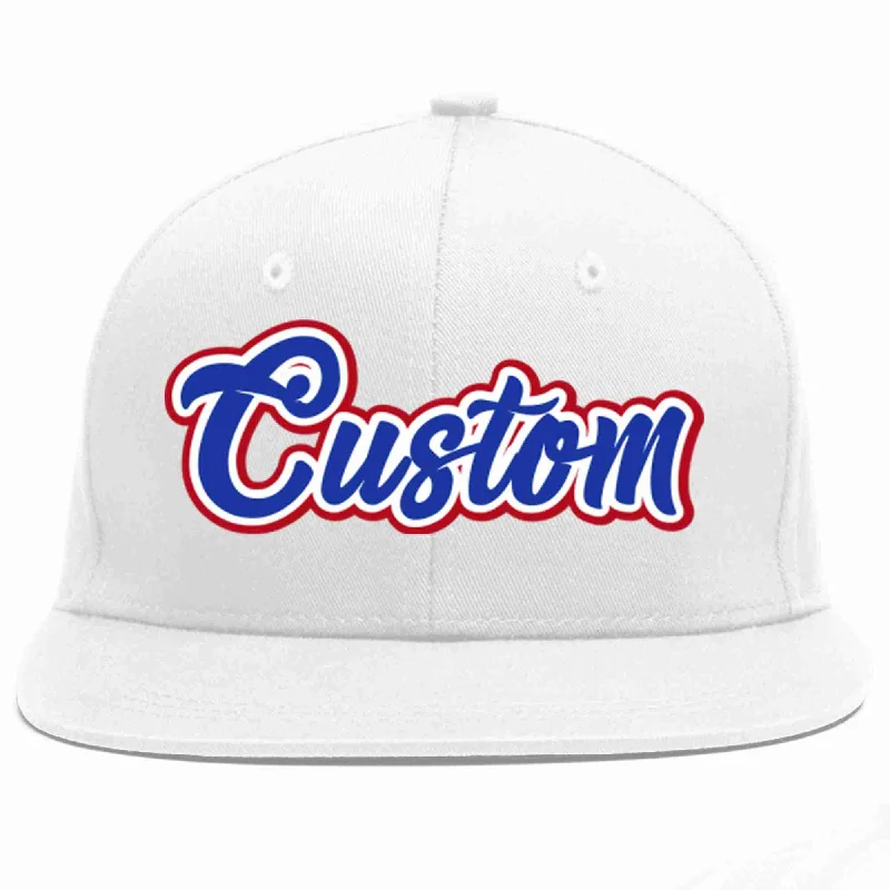 Baseball Team Cap-Custom White Royal-White Casual Sport Baseball Cap