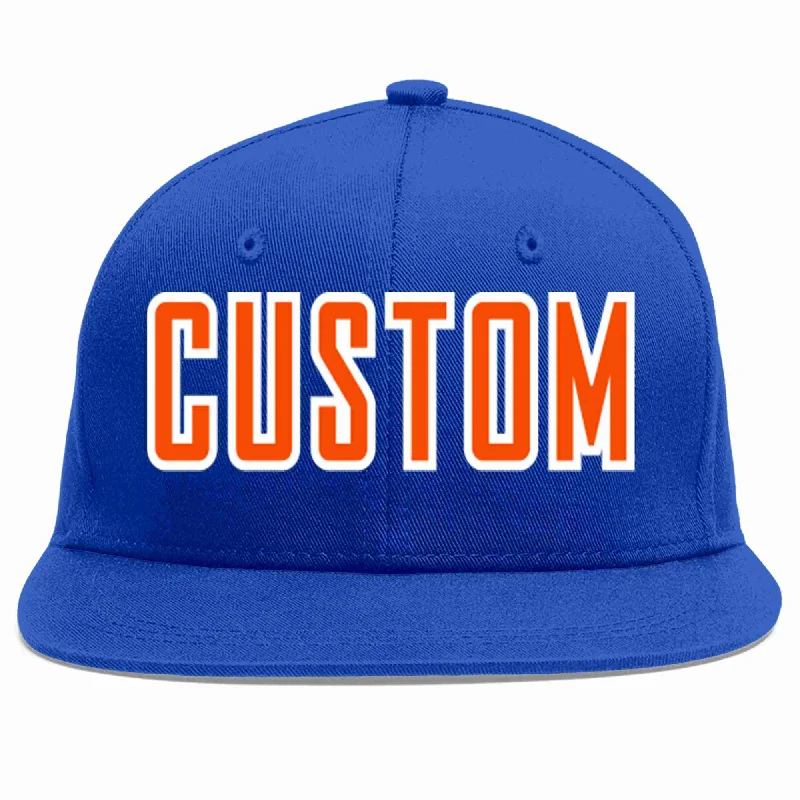 UV Protection Baseball Cap-Custom Royal Orange-White Casual Sport Baseball Cap