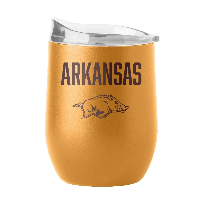 Silver Team Mug-Arkansas 16oz Huddle Powder Coat Curved Beverage