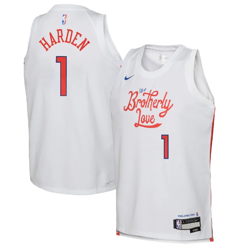 Tournament Basketball Jersey-James Harden Philadelphia 76ers Youth 2022/23 Swingman Basketball Jersey - City Edition - White