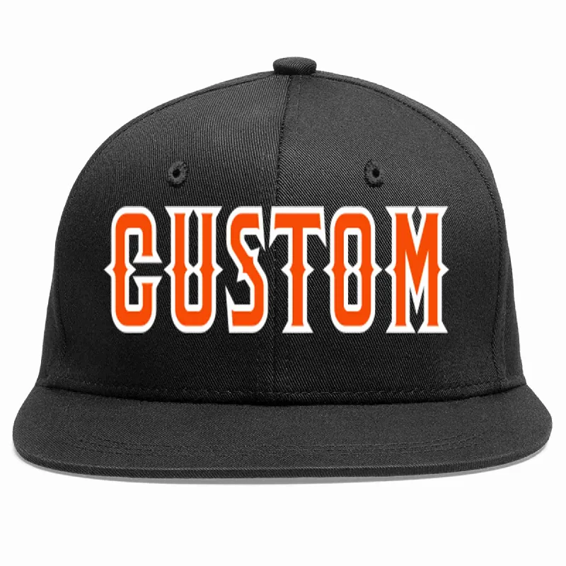 Sustainable Baseball Cap-Custom Black Orange-White Casual Sport Baseball Cap