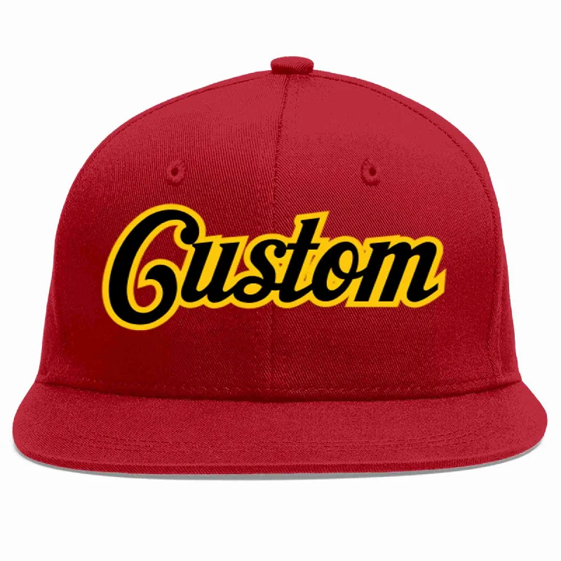 Contrast Stitch Baseball Cap-Custom Red Black-Gold Casual Sport Baseball Cap