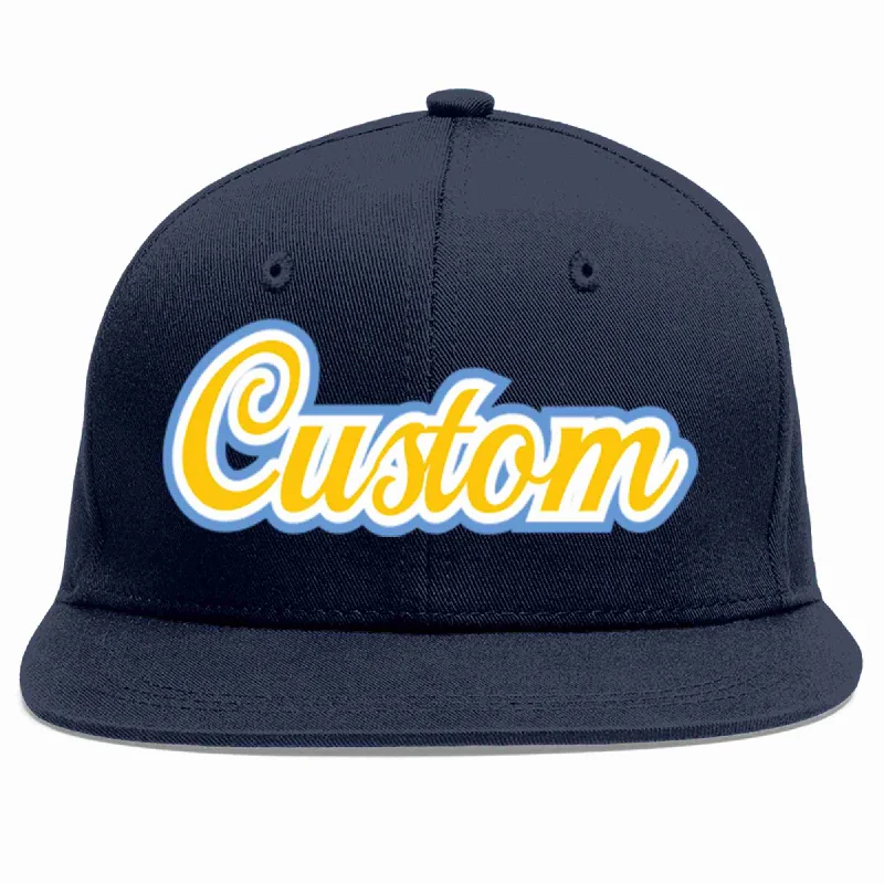 Military Baseball Cap-Custom Navy Gold-White Casual Sport Baseball Cap