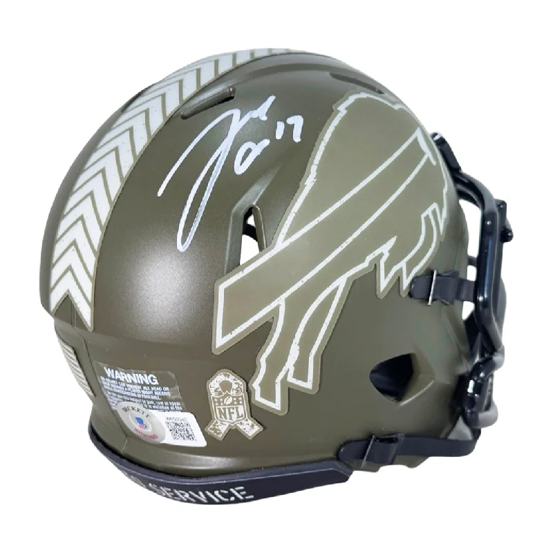 Competition Football Helmet-Josh Allen Signed Buffalo Bills Salute to Service Mini Football Helmet (Beckett)