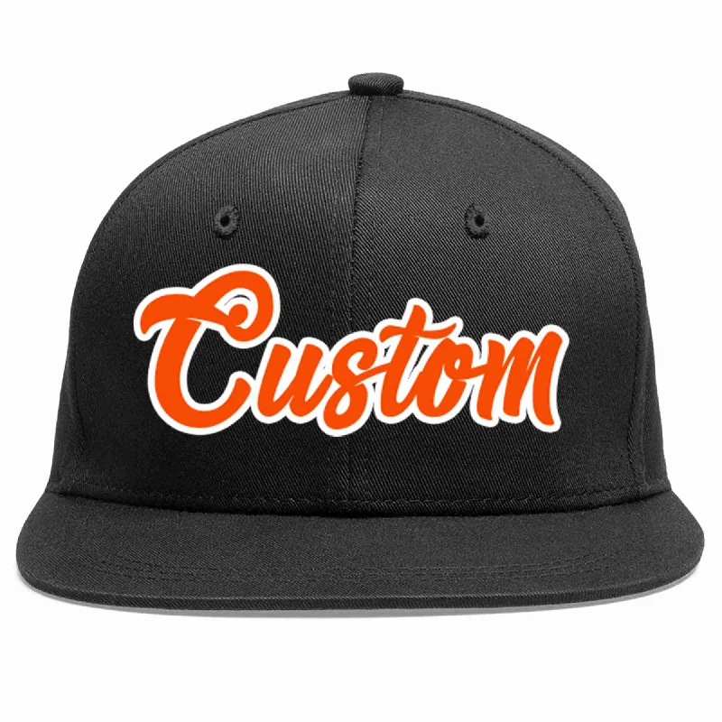 Low Profile Baseball Cap-Custom Black Orange-White Casual Sport Baseball Cap