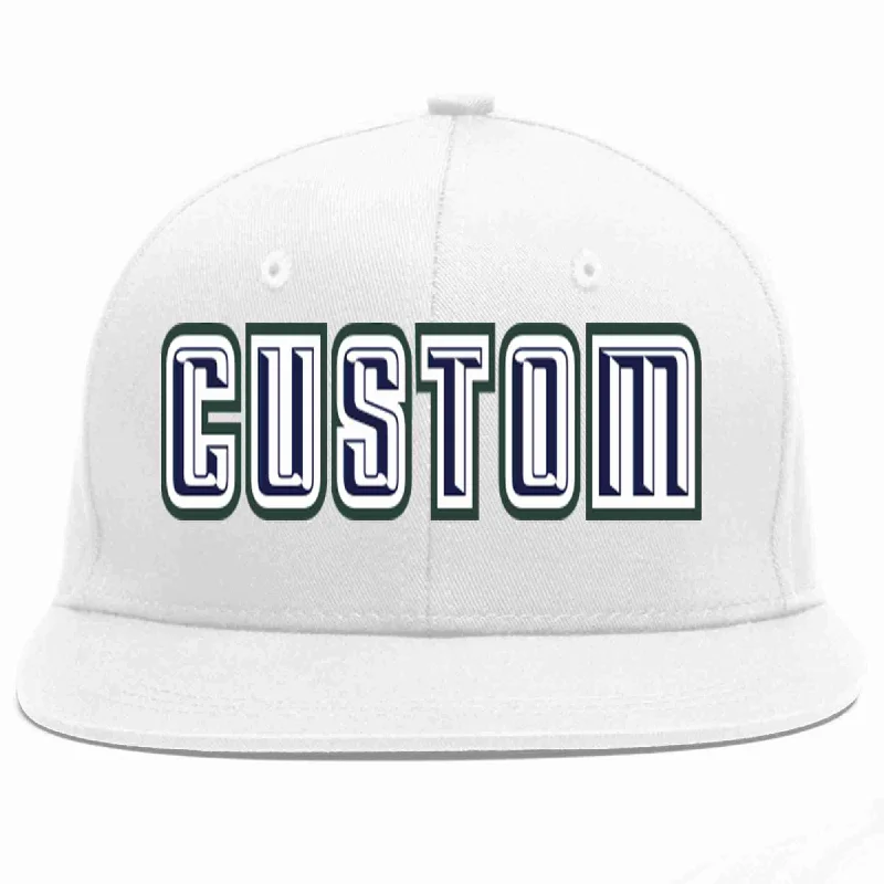 Luxury Baseball Cap-Custom White Navy-White Casual Sport Baseball Cap