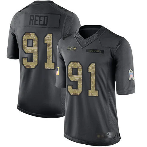 Orange Soccer Jersey-Seahawks #91 Jarran Reed Black Men's Stitched Football Limited 2016 Salute to Service Jersey