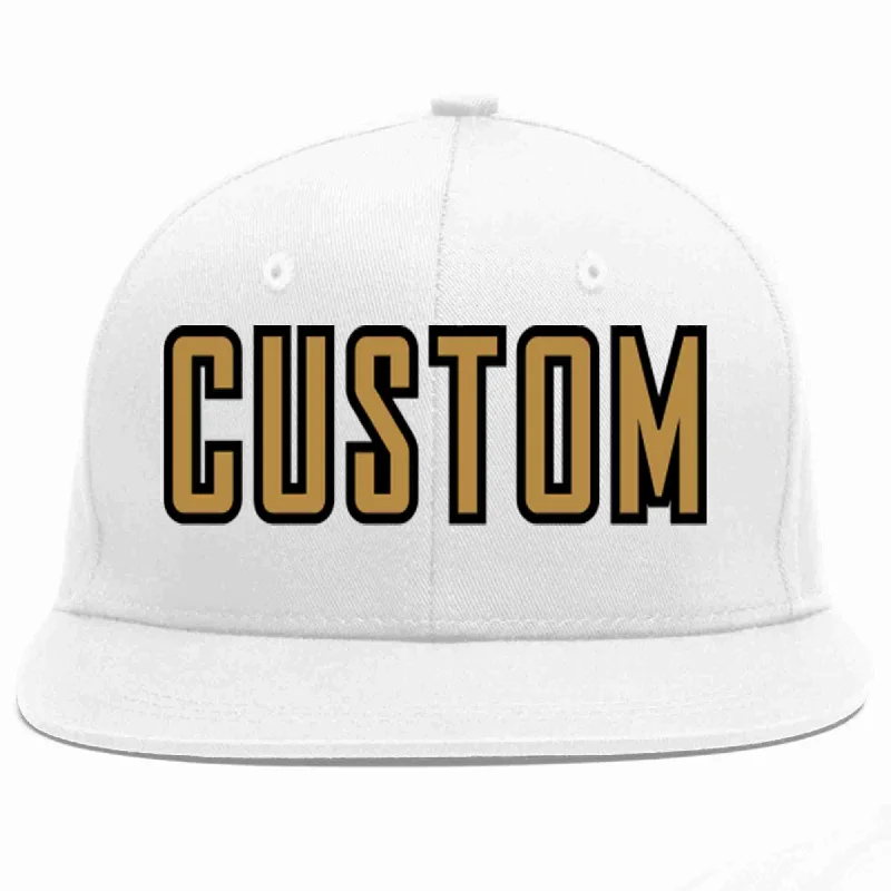 Sustainable Baseball Cap-Custom White Old Gold-Black Casual Sport Baseball Cap