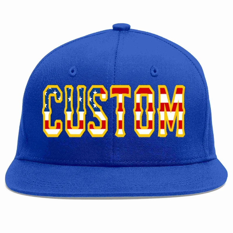 Vintage Baseball Cap-Custom Royal USA-Gold Casual Sport Baseball Cap