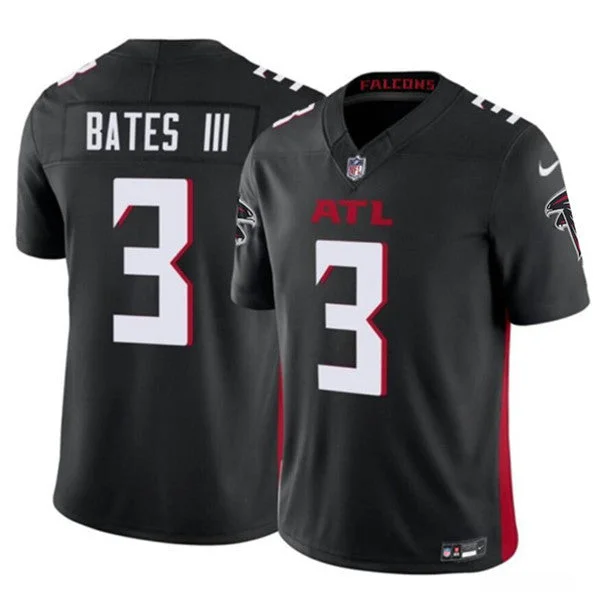 Numbered Soccer Jersey-Men's Atlanta Falcons #3 Jessie Bates III Black 2023 F.U.S.E. Untouchable Limited Football Stitched Jersey