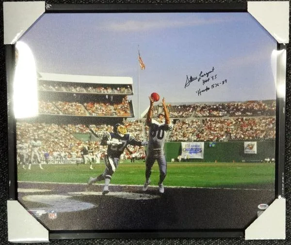 Open Face Football Helmet-Steve Largent Autographed Framed 20x24 Canvas Photo Seattle Seahawks "HOF 95 & Hawks 1976-89" #/80 PSA/DNA Stock #94474