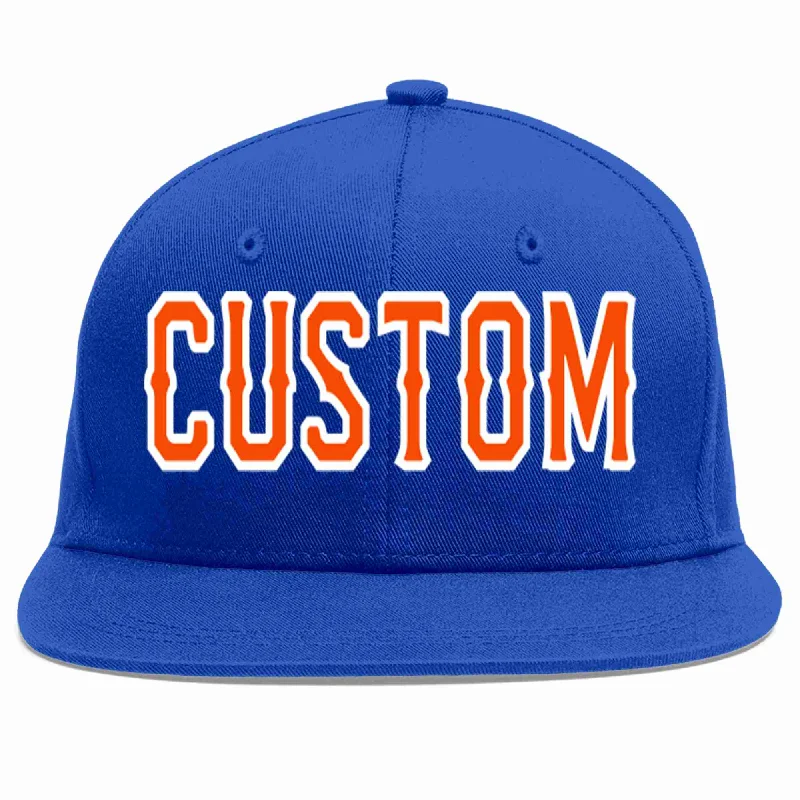 Camo Baseball Cap-Custom Royal Orange-White Casual Sport Baseball Cap