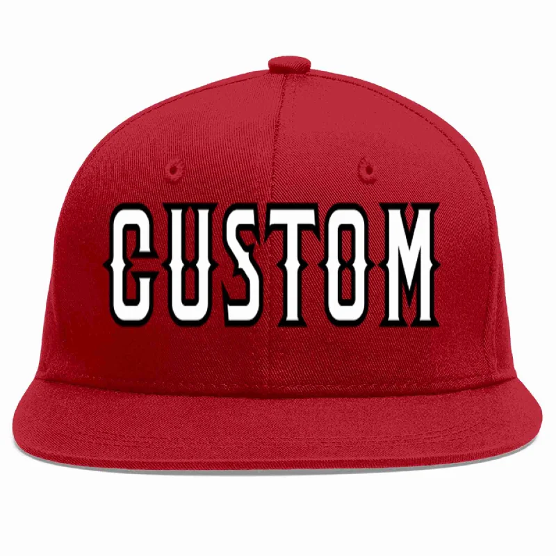 Faux Leather Baseball Cap-Custom Red White-Black Casual Sport Baseball Cap