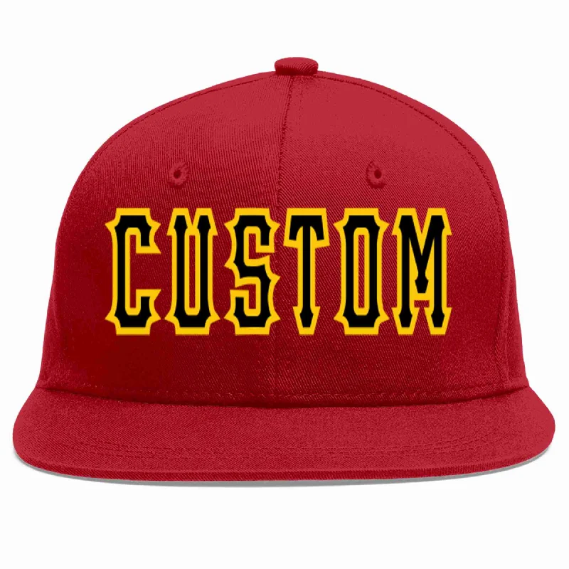 Two Tone Baseball Cap-Custom Red Black-Gold Casual Sport Baseball Cap