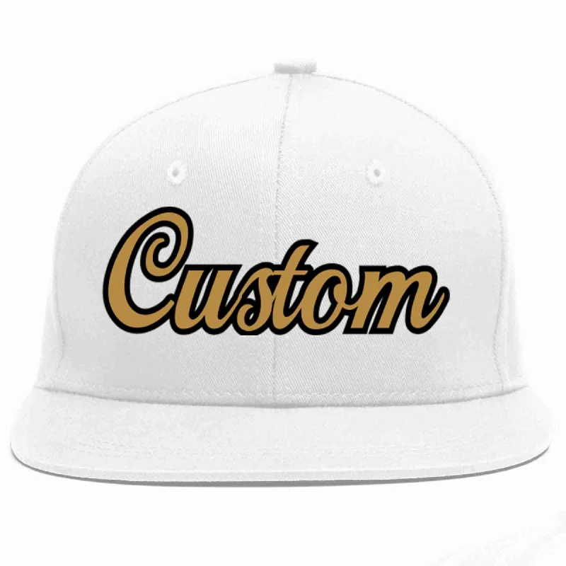 Corduroy Baseball Cap-Custom White Old Gold-Black Casual Sport Baseball Cap