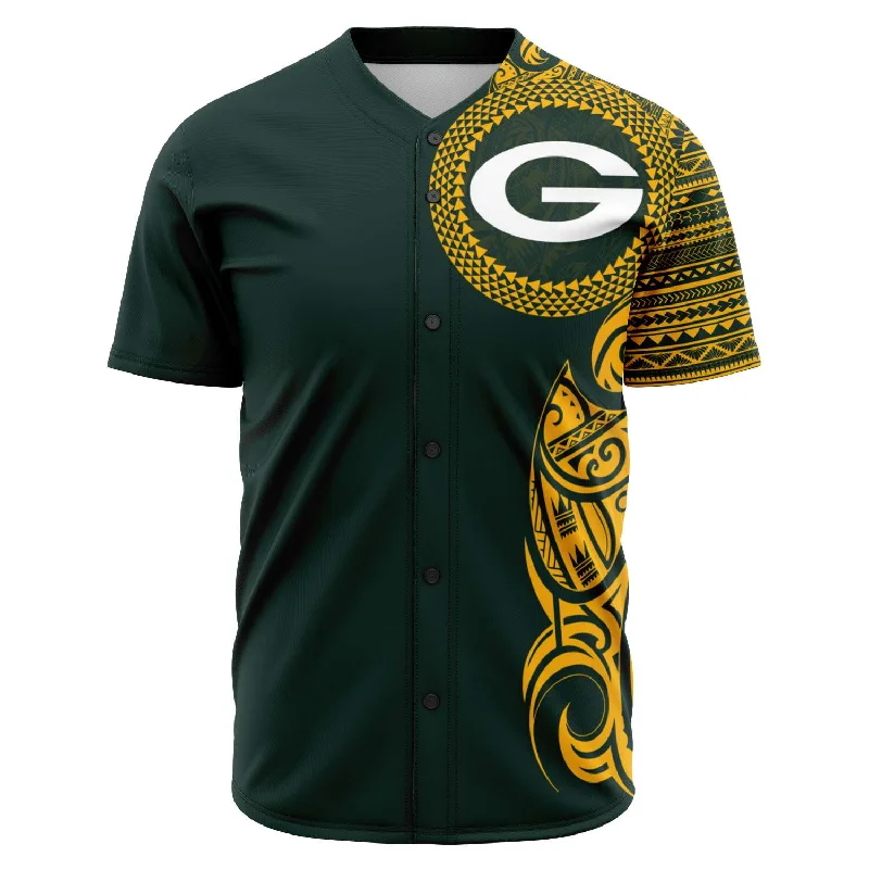 Custom Baseball Jersey-Green Bay Packers Baseball Jersey Green