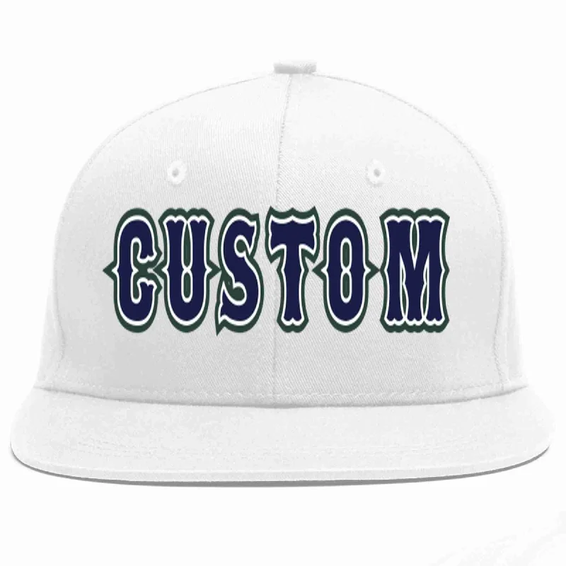 Grunge Baseball Cap-Custom White Navy-White Casual Sport Baseball Cap