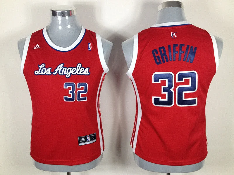 Blue Basketball Jersey-Clippers 32 Griffin Red Women Basketball Jersey